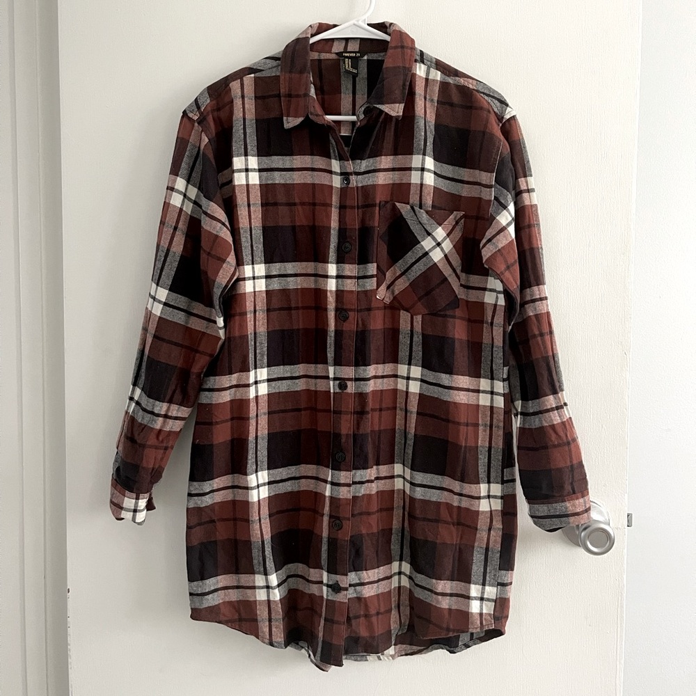 Forever 21 plaid thick bottom down shirt